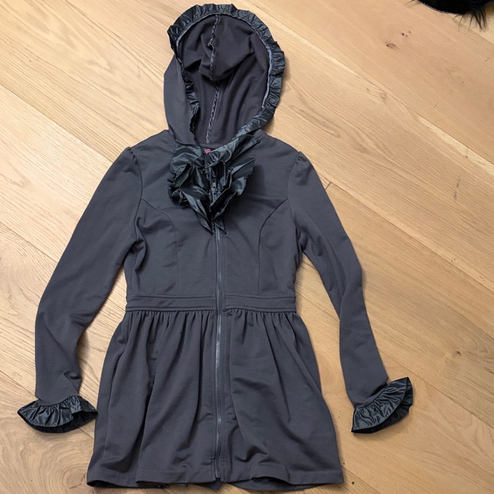 Forever 21 Charcoal Ruffle Hoodie